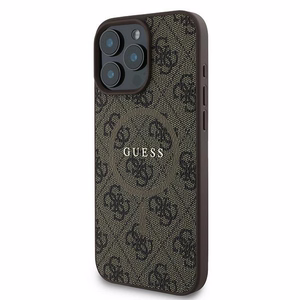 Guess 4G žiedas klasikinis logotipas magnetinis dėklas iPhone 16 Pro - rudas