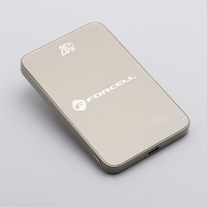 Išorinė baterija saderinta su MagSafe Forcell F-Energy SuperSlim F5K8 QC4.0 PD3.0 15W 5000 mAh titano dykumos spalva