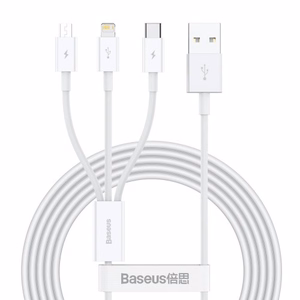 USB laidas Baseus 3in1 Superior baltas 150cm (iki 3.5A)