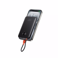 Išorinė baterija 10000 mAh with built-in laidas USB C QC3.0 PD 2A 22,5W K1C W1189 juodas