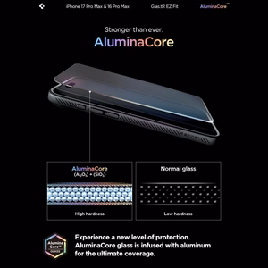 Spigen Glas.tR EZ Fit grūdintų apsauginių stiklų rinkinys iPhone 16 Pro Max / 17 Pro Max telefonams – 2 vnt.