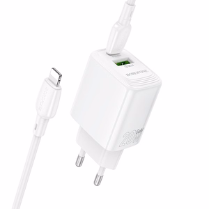 Įkroviklis Borofone BN27 20W USB-C/USB-A + USB-C to Lightning cable 1.0m baltas