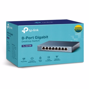 TP-Link TL-SG108 tinklo komutatorius Ne-valdomas L2 Gigabit Ethernet (10/100/1000) Juoda