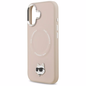 Karl Lagerfeld Choupette Pin Magnetinis dėklas telefonui iPhone 17 - rožinė