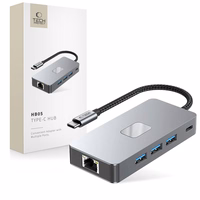 Tech-Protect HB05 HUB 9in1 USB-C + USB2.0 + USB3.0 + HDMI 4K 60Hz + SD / TF + PD100W + RJ45 adapteris - pilkas