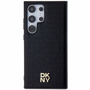 DKNY Odinis rašto metalinis logotipas Magnetinis dėklas telefonui Samsung Galaxy S24 Ultra - juodas
