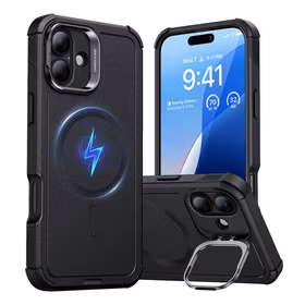 Cyber Tough (HaloLock) ESR dėklas su stovu iPhone 16 Plus (juodas)