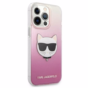 Karl Lagerfeld Choupette galvos dėklas telefonui iPhone 13 Pro Max – rožinis