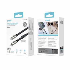 BWOO dirželis kabelis USB-C - Lightning 0.3m 27W su dirželiu