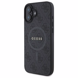 Dėklas telefonui Guess 4G Žiedinis Klasikinis Logotipas MagSafe iPhone 16 - juodas