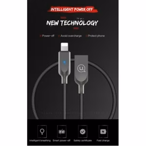 USB kabelis USAMS "SJ154" juodas "Lightning" 120cm (su LED indikatoriumi)