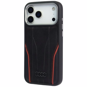 Audi R8 Natūralios odos Magnetinis dėklas telefonui iPhone 17 Pro Max - juodas ir raudonas