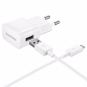 Samsung EP-TA50EWE 8W USB-A sieninis įkroviklis su MicroUSB kabeliu ECB-DU4AWE (Bulk - pakaitinė pakuotė) - baltas