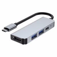 HUB Tech-Protect V2 4in1 USB-C - USB-A 3.0 / USB-A 2.0 / USB-C / HDMI - pilkas