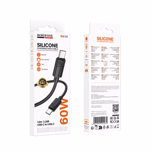 "Borofone" kabelis BX123 "Leya" - C tipo į C tipo - PD 60W 3A 1 metras, juodas
