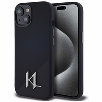 Karl Lagerfeld Silikoninis Shadow Metal Initial Magnetinis dėklas telefonui iPhone 15 juodas