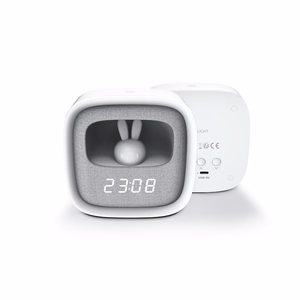 Alarm clock with LED Bunny night light PURE FNL-06 AURORA baltas square Forever Light