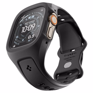 Spigen Liquid Air Pro dėklas su dirželiu ir 9H grūdintas stiklas Apple Watch Ultra 49 mm, juodi