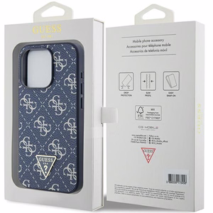 Guess 4G Triangle Metal Logo dėklas telefonui iPhone 15 Pro - mėlynas
