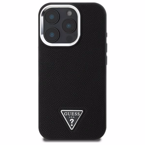 Guess GUHMP16XPGTSPSK iPhone 16 Pro Max 6.3" juodas/juodas kietas dėklas Grained Triangle Magnetinis