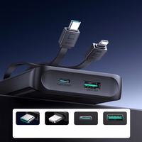 Joyroom JR-PBF19 22.5W 10000mAh išorinė baterija su dviem įmontuotais kabeliais - juoda