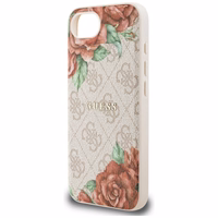 Guess 4G Flowers Print Magnetinis dėklas telefonui iPhone 16e - rožinis