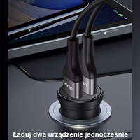 USAMS Automobilinis įkroviklis 2xUSB 2,4A Mini juodas CC114TC01 (US-CC114)