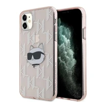 Karl Lagerfeld IML Choupette galvos ir monogramos dėklas iPhone 11 / Xr - rožinė