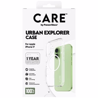 CARE by PanzerGlass Flagship Urban Explorer dėklas telefonui su baltu magnetiniu MagSafe, skirtas iPhone 17 – skaidrus