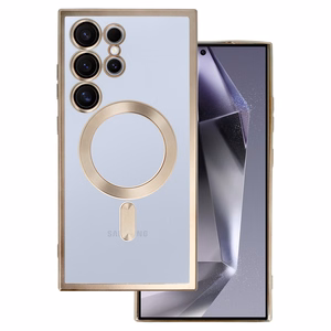 Dėklas telefonui metalinis magnetinis Samsung Galaxy S24 titano spalva