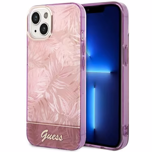Guess GUHCP14MHGJGHP iPhone 14 Plus 6.7 "rožinis/rožinis kietas dėklas Jungle Collection