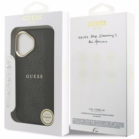 GUESS dėklas telefonui IPHONE 17, suderinamas su MagSafe GUHMP17SPG4SEMCK (PU W/ 4G Stripe) juodas