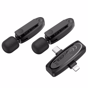 Hoco L15 belaidis atlapo mikrofonas Lightning / USB-C, 2 vnt., juodas