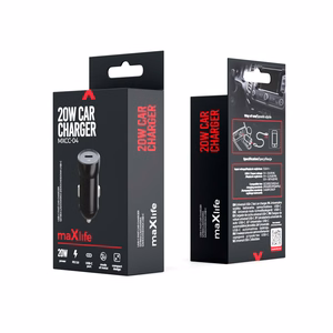 "Maxlife MXCC-04 PD QC automobilinis įkroviklis 1x USB-C 20W juodas
