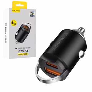 Blavec automobilinis įkroviklis BS-02B Aero - USB + Type C - QC 3.0 18W PD 30W (CCBS02BA-UCB) juodas