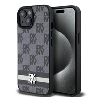DKNY Odinis languotas mono raštas ir spausdintos juostos dėklas telefonui iPhone 15 Plus / 14 Plus - juodas