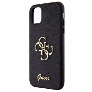 Guess GUHCN61HG4SGK dėklas iPhone 11 / Xr - juodas blizgus užrašas Didelis 4G
