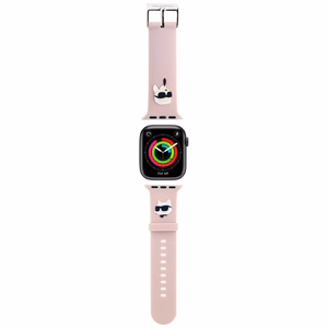 KARL LAGERFELD DIRŽELIS KLAWLSLKCNP APPLE WATCH 42/44/45/49MM ROŽINIS/ROŽINIS DIRŽELIS 3D RUBBER KARL&CHOUPETTE HEADS