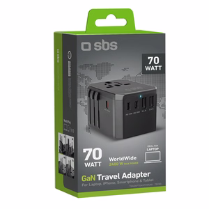 Pasaulinis kelioninis GaN 70W adapteris su dėklu