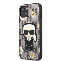Karl Lagerfeld Gėlių Ikonik Karl dėklas telefonui iPhone 13 mini - pilkas