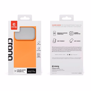 Crong Color Cover Magnetic MagSafe dėklas, skirtas iPhone 17 Pro, oranžinis