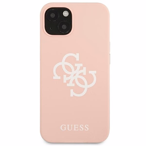 Guess GUHCP13SLS4GWPI iPhone 13 mini 5.4 silikoninis 4G logotipo kietasis dėklas - rožinis