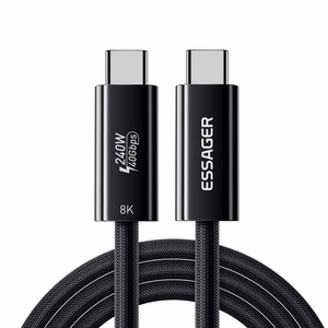 USB Laidas Essager Thunder juodas Thunderbolt 4 Full Function 180cm