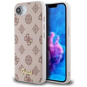 Guess Peony Script Logo Magnetinis dėklas telefonui iPhone 16e - rudas
