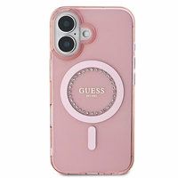 Guess IML Rhinestones Magnetinis dėklas telefonui iPhone 16 Plus - rožinis