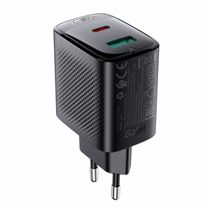 Acefast A106 GaN PD sieninis įkroviklis, 45 W, USB-C, USB-A, juodas