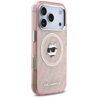 Karl Lagerfeld IML Choupette Head Logo Magnetinis dėklas telefonui iPhone 17 Pro - rožinis