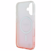 Guess IML Blizgantis gradientas Magnetinis dėklas telefonui iPhone 16 Plus - rožinis