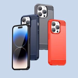 Karboninis dėklas iPhone 14 Pro - gelio nugaros dangtis, mėlynos spalvos