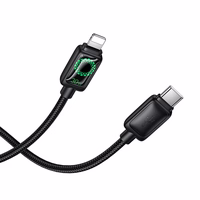 Kabelis su skystųjų kristalų ekranu USB C-Lightning Hoco PD 30W 1,2 m U146 juodas